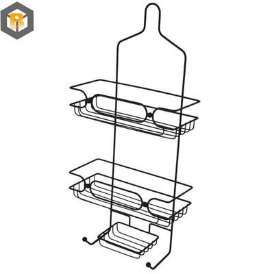 Personnalisé par 2D / 3D / dessin 2 Tier Metal Black organisateur de panier de salle de bain pour douche