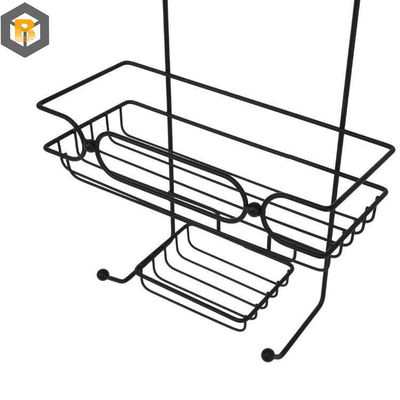 Personnalisé par 2D / 3D / dessin 2 Tier Metal Black organisateur de panier de salle de bain pour douche