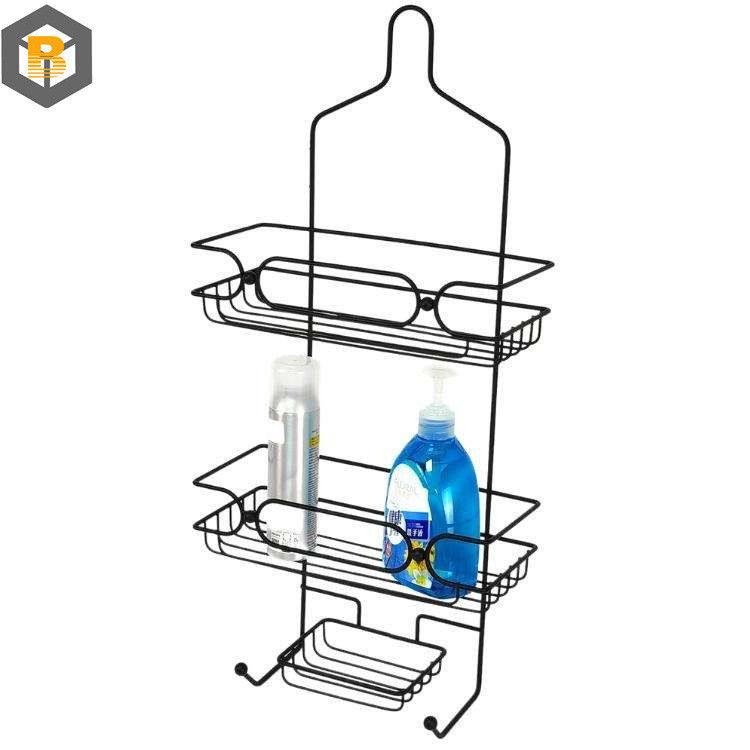 Personnalisé par 2D / 3D / dessin 2 Tier Metal Black organisateur de panier de salle de bain pour douche